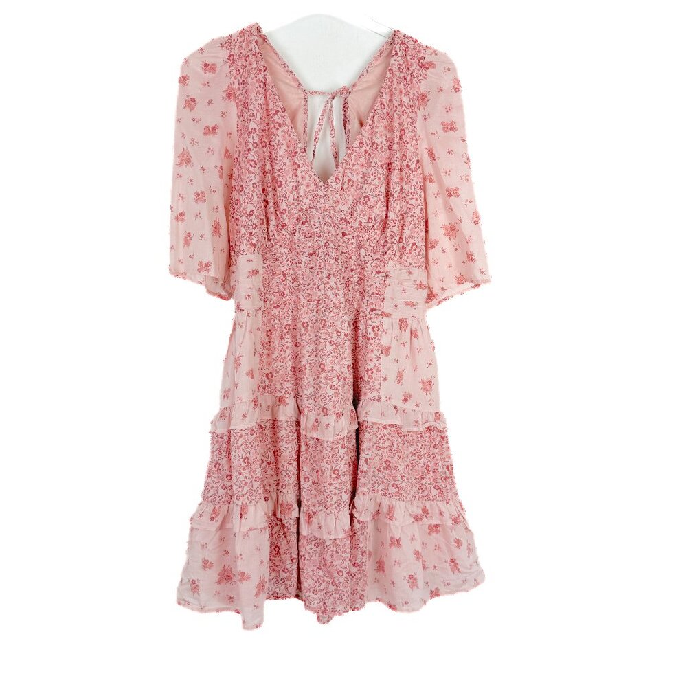 NWT American Eagle Romantic Floral Print Tiered Mini Dress Pink Size XL NEW - Picture 1 of 11